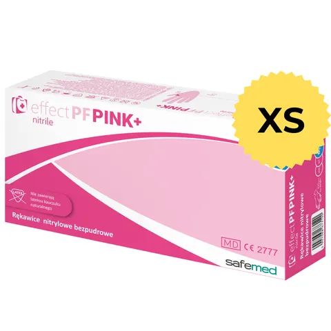 Rękawice nitrylowe bezpudrowe różowe Effect Pink+, XS, op. a'100