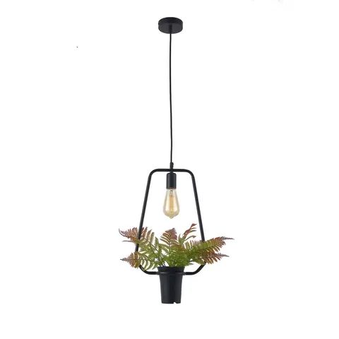 Lampa wisząca SOREN kwadrat czarna z kwiatkiem E27