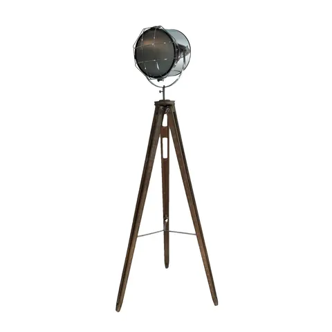 Lampa podłogowa CHROM Naturalne drewno + Metal