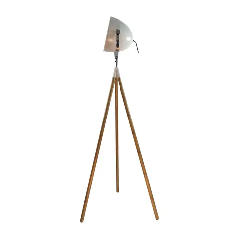 Lampa podłogowa COSMIK Naturalne drewno + Biały klosz