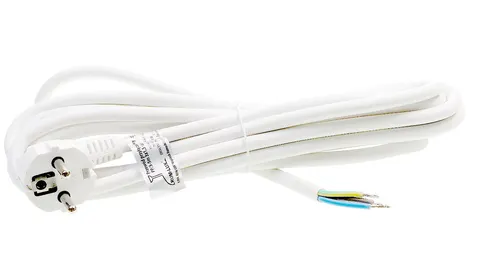 Przewód przyłączeniowy z wtyczką 3x1mm2 10m biały solidny