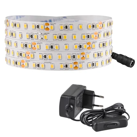 Zestaw taśma LED 24V 35W 600 LED 5m IP20 NEUTRALNA 4000K + zasilacz + włącznik