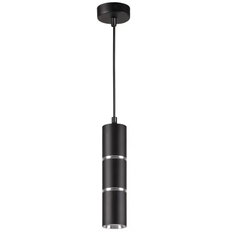 Lampa wisząca tuba BAMBOO 1xGU10 czarna/srebrna