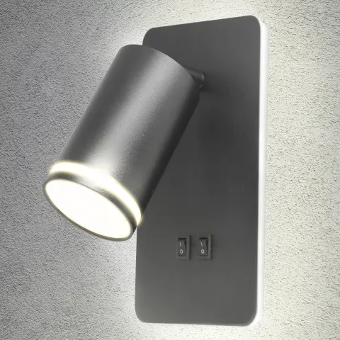 Kinkiet oprawa ścienna z wyłącznikiem PARIS 1xGU10 + 6W LED czarna