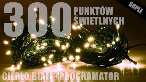 Lampki choinkowe zewnętrzne sople LZS-ECO-LED-300 ciepłe