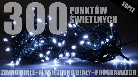 Lampki zewnętrzne sople LZS-ECO-LED-FLASH-300 z flashem zimne