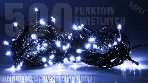Lampki zewnętrzne sople LZS-ECO-LED-FLASH-500 zimne