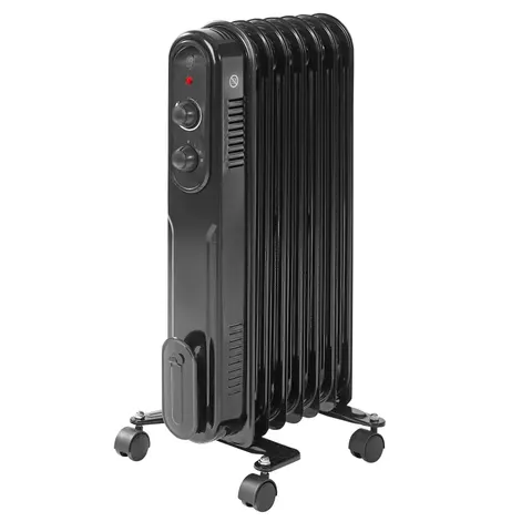 Grzejnik olejowy 7 żeberek 1500W 3 stopnie mocy termostat czarny