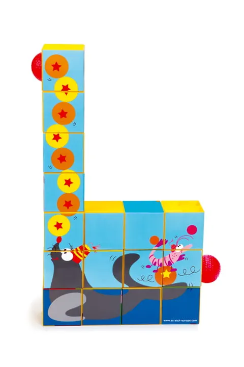 puzzle kostki klocki rollercoaster z piłką cyrk scratch