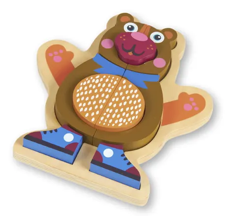 Drewniane puzzle 3D Szczęśliwy miś Oops