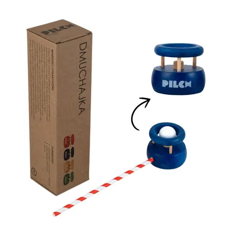 Dmuchajka logopedyczna drewniana niebieska Pilch