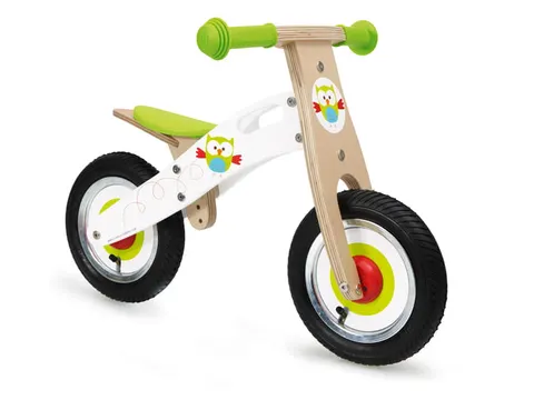 Rowerek biegowy drewniany balance bike sowa scratch