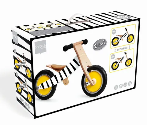Rowerek biegowy drewniany balance bike zebra scratch