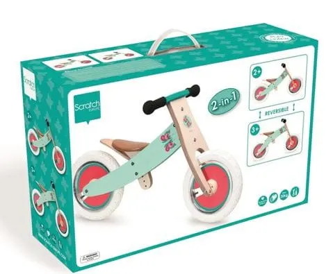 Rowerek biegowy drewniany balance bike motylki scratch