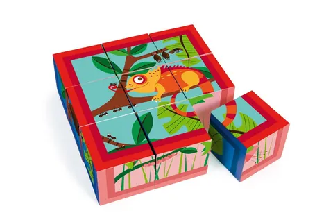 Puzzle układanka 9 klocków kostki dżungla scratch