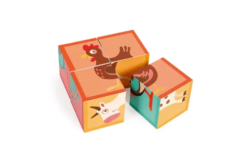 Puzzle układanka 4 klocki kostki farma scratch