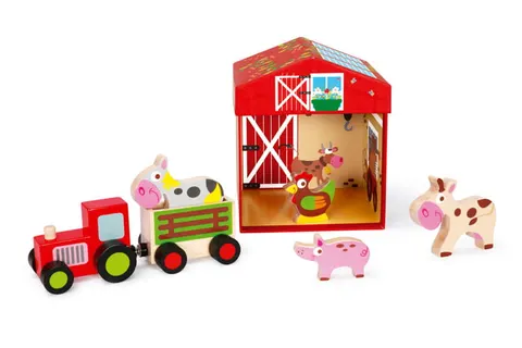 Domek farma 2w1 drewniane zwierzęta scratch