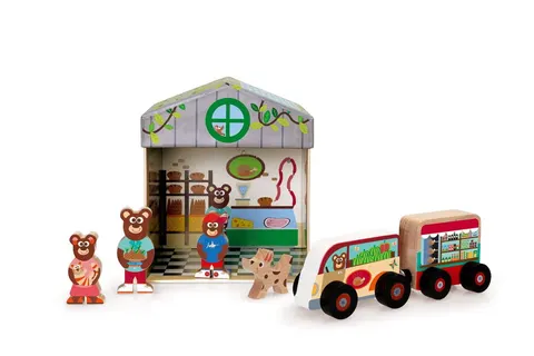 Domek sklep drewniane postacie 2w1 scratch