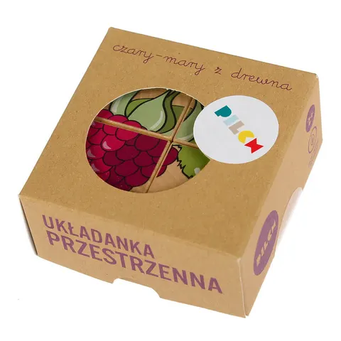 Układanka 4 klocki drewniane owoce 6 obrazków Pilch