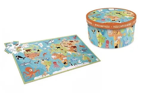 Puzzle mapa świata i zwierzęta 100 el. Scratch