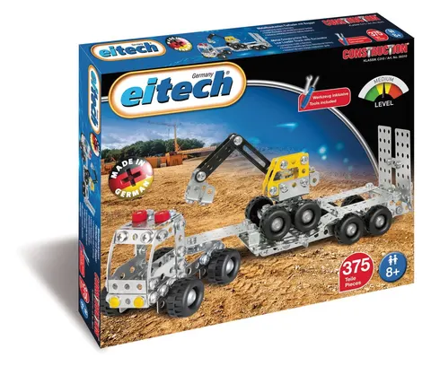 Laweta z koparką klocki metalowe 375 el eitech c310 konstrukcja