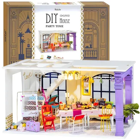 Sala bankietowa DIY LED mini drewniany domek model 3D Robotime