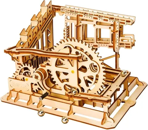Tor dla kulek drewniany roaller coaster mechaniczny model 3D DIY Robotime
