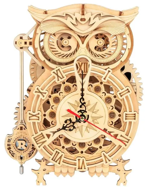 Zegar - sowa drewniany model 3D Robotime
