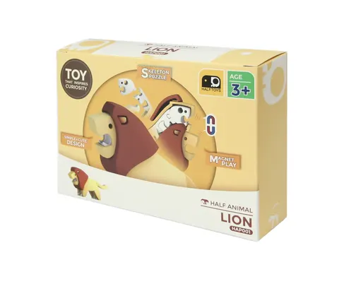 Lew - układanka magnetyczna 3D z książeczką - Halftoys