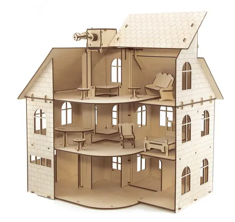 Domek dla lalek - puzzle 3D - 131 elem. EWA Eco-Wood-Art