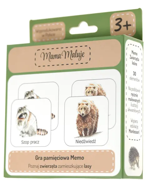 Gra memo Zwierzęta leśne Montessori Mama maluje