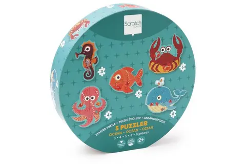 Pierwsze puzzle 5 zwierząt Ocean Scratch