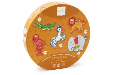 Pierwsze puzzle 5 zwierząt safari Scratch