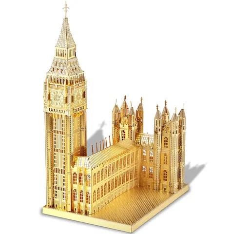 Składany metalowy model puzzle 3D Big Ben złoty DIY Piececool