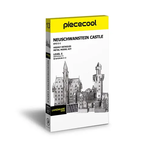 Składany metalowy model puzzle 3D Zamek Neuschwanstein srebrny DIY Piececool