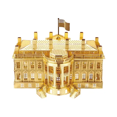 Składany metalowy model puzzle 3D Biały Dom złoty DIY Piececool