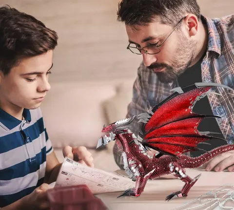 Składany metalowy model puzzle 3D Czarny Smok DIY Piececool
