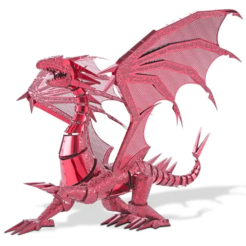 Składany metalowy model puzzle 3D Czerwony Smok DIY Piececool