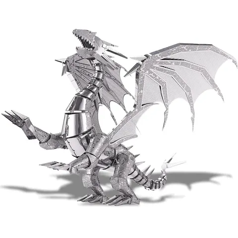 Składany metalowy model puzzle 3D Srebrny Smok DIY Piececool