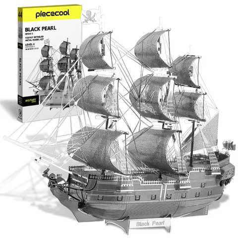 Składany metalowy model puzzle 3D Statek Czarna Perła srebrny DIY Piececool
