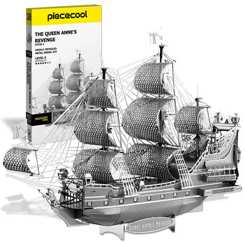 Składany metalowy model puzzle 3D Statek Zemsta Królowej Anny Srebrna DIY Piececool