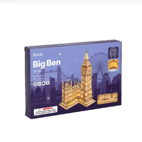 puzzle drewniane 3D model DIY Big Ben LED 220 elem. Robotime