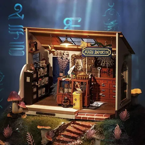 Składany drewniany model 3D Magiczne Emporium DIY LED Robotime