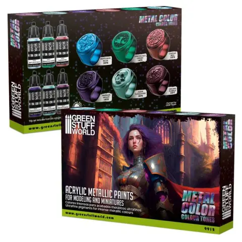 Zestaw farb akrylowych metalicznych kolorowych Green Stuff World