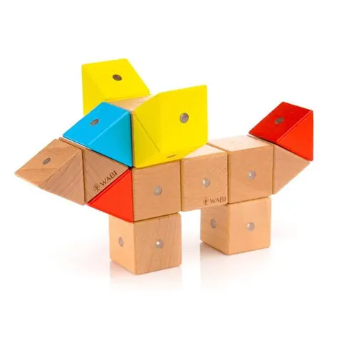Drewniane klocki magnetyczne WABI 40 el. [152 ruchome magnesy]