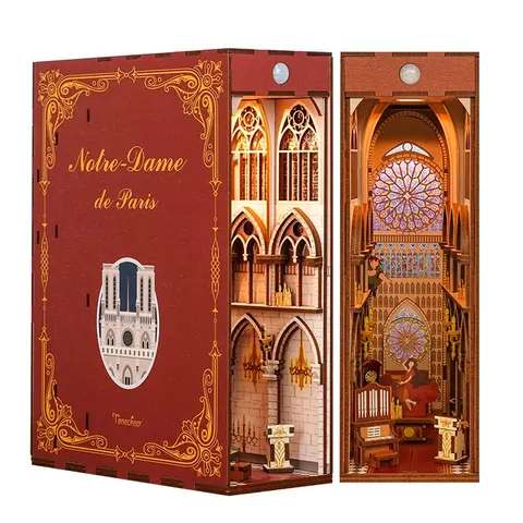 Tonecheer Składany Drewniany Model 3D LED - Book Nook Katedra Notre Dame