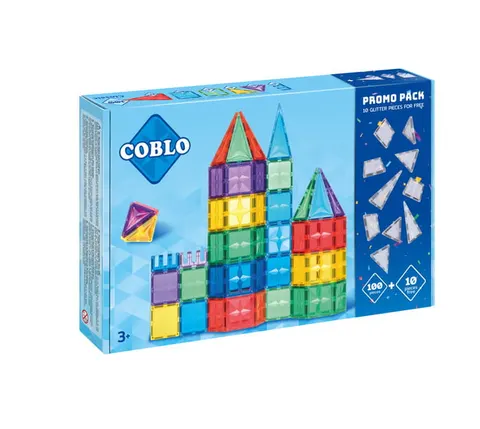 COBLO, magnetyczne klocki konstrukcyjne Basic 100 elem. + 10 brokat GRATIS EDYCJA LIMITOWANA