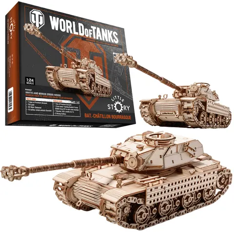Drewniane Puzzle Model 3D składany Czołg Bat.-Chatillon Bourrasque Little Story