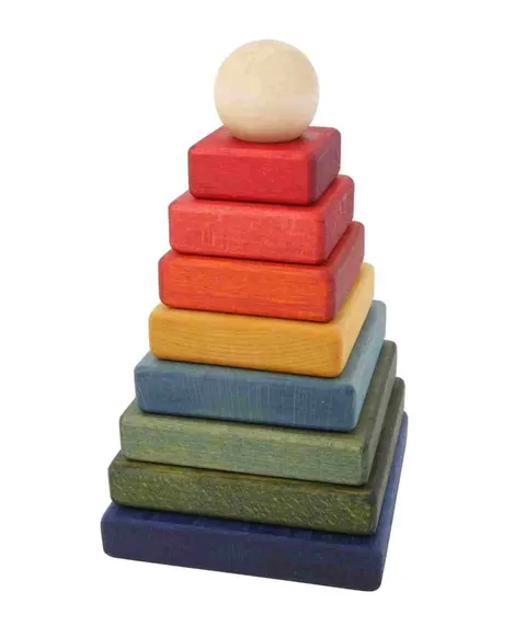 Wooden Story Drewniana Piramida Kwadratowa – zabawka dla rocznego dziecka