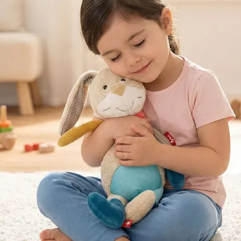 Pierwsza przytulanka Króliczek patchworkowa maskotka zabawka dzieci sigikid